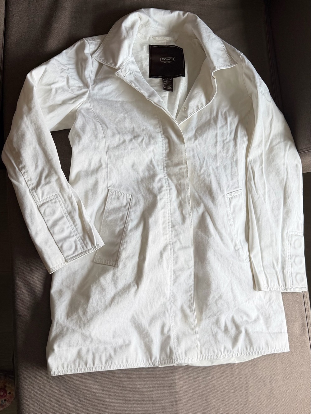 Coach White Cotton-Blend Trench Coat